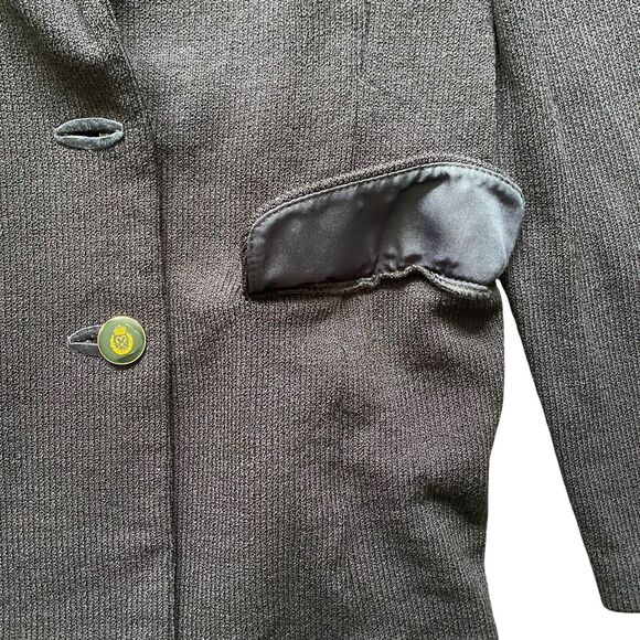 Vintage Classic Knit Club Blazer Women 16 Navy Double Breasted Stretch Naval - Picture 11 of 11